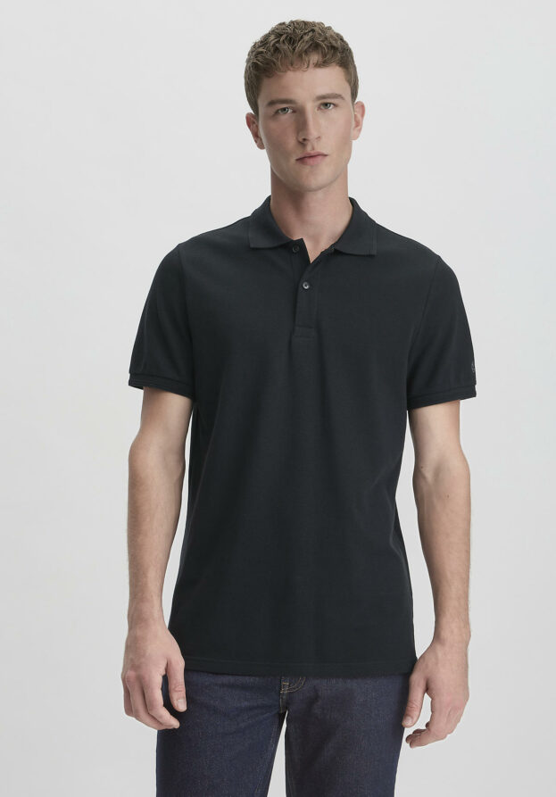 hessnatur Herren Piqué Polo Regular aus Bio-Baumwolle - schwarz - Größe 46