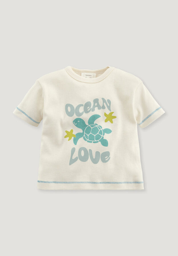 hessnatur Baby Print T-Shirt Regular aus Bio-Baumwolle - blau - Größe 74/80