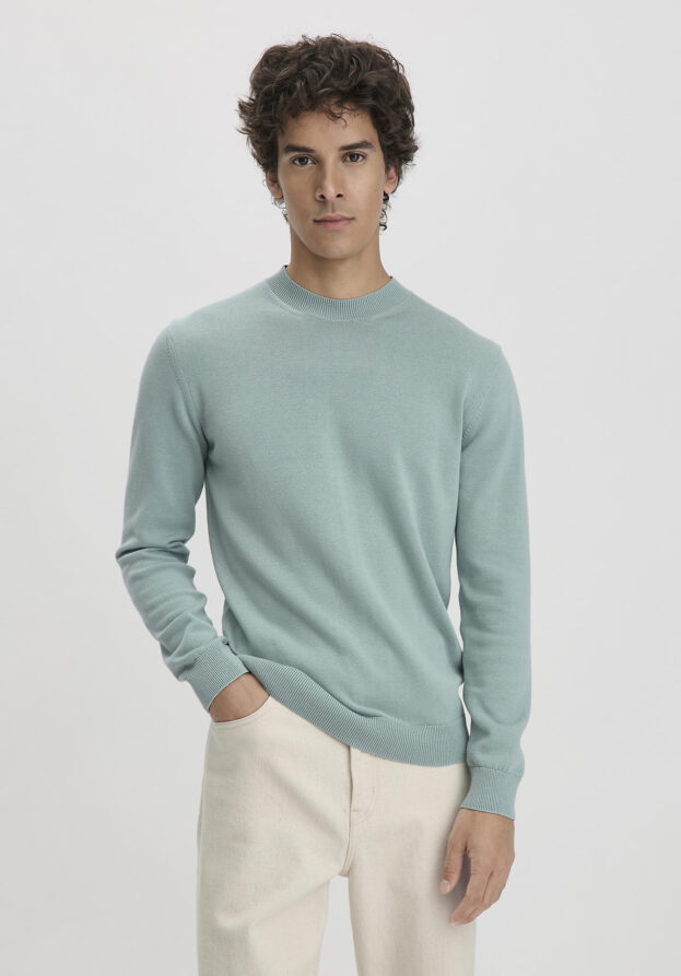 hessnatur Herren Strick Pullover Regular aus Bio-Baumwolle - grün - Größe 52