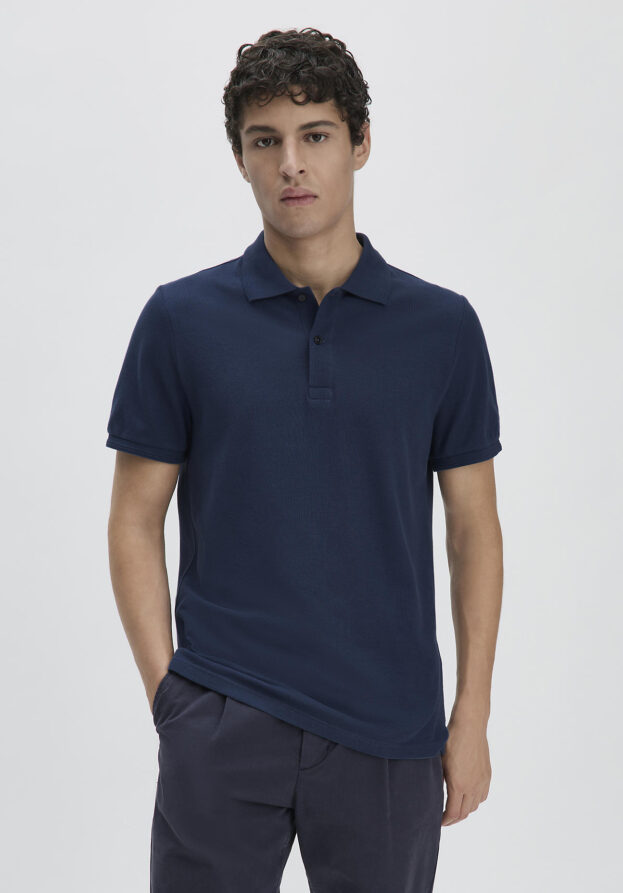 hessnatur Herren Piqué Polo Regular aus Bio-Baumwolle - blau - Größe 46