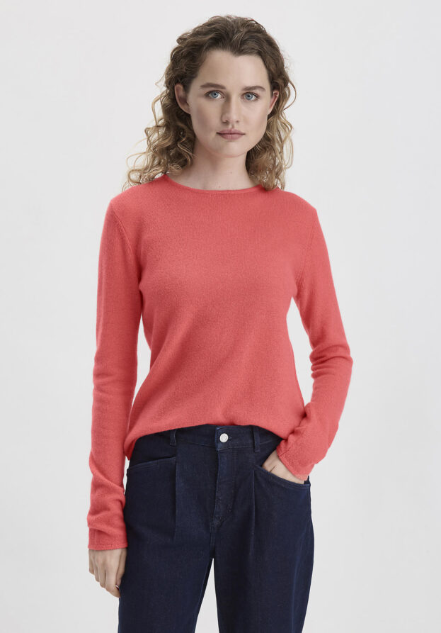 hessnatur Damen Recycling Strick Pullover Regular aus Kaschmir - rot - Größe 42