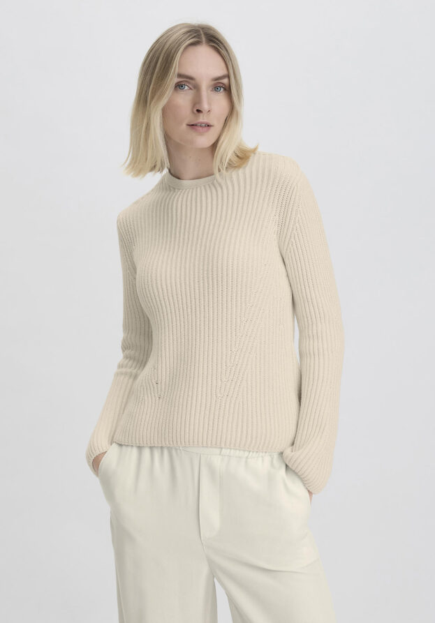 hessnatur Damen Strick Pullover Regular aus Bio-Baumwolle - beige - Größe S